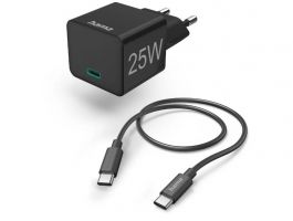 Hama FIC E3 univerzális hálózati USB Type-C töltő mini PD, QC, 25W, 1M kábel (201623)